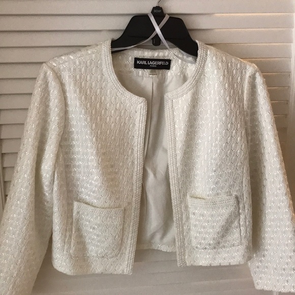 Karl Lagerfeld Tweed Crop Jacket - Picture 9 of 14